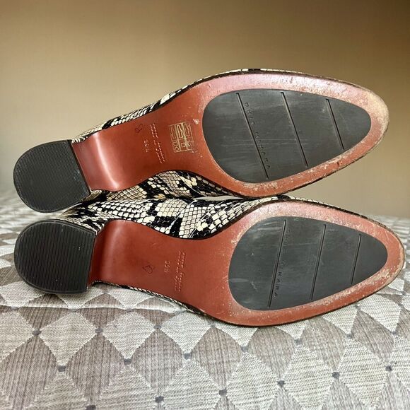 Chie Mihara Naylon Beige Snakeskin Mid Calf Block Heel Boot Women EU 39.5 US 8.5 - Picture 13 of 16